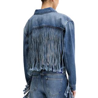 KARL LAGERFELD KLJ RELAXED FRINGED DENIM JKT A2W14013