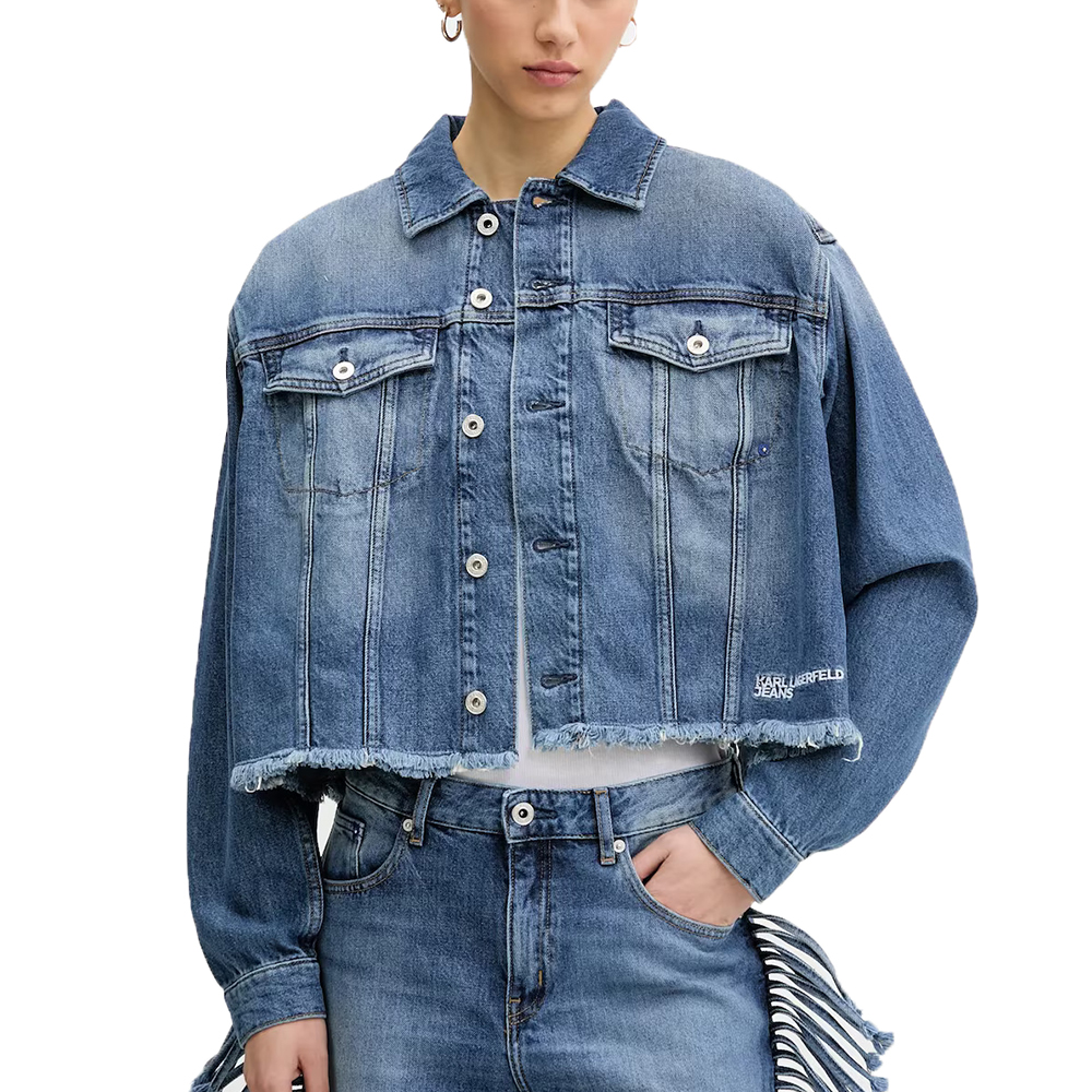 KARL LAGERFELD KLJ RELAXED FRINGED DENIM JKT A2W14013 2