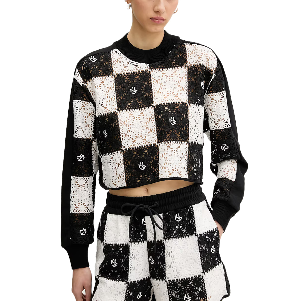 KARL LAGERFELD KLJ GEO CROCHET CROP SWEATER A2W18030 1