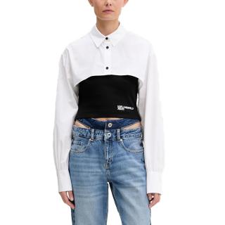 KARL LAGERFELD BLOCKED POPLIN BLOUSE A3W11006