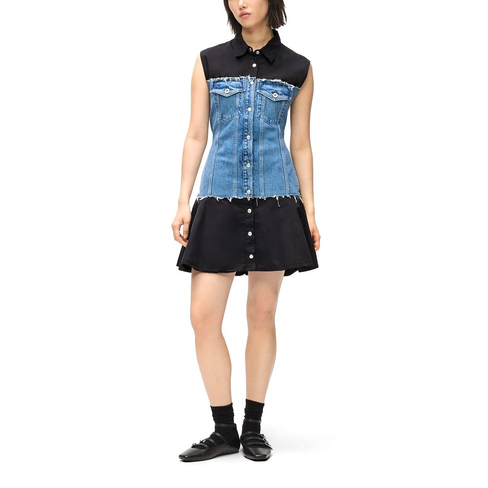 KLJ MIXED MATERIAL DRESS B1W13035 1