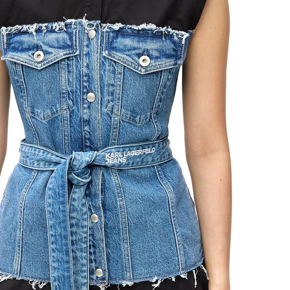 KLJ MIXED MATERIAL DRESS B1W13035 3