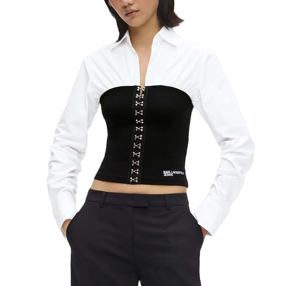 KARL LANGERFELD MIXED POPLIN BLOUSE B3W11002 1