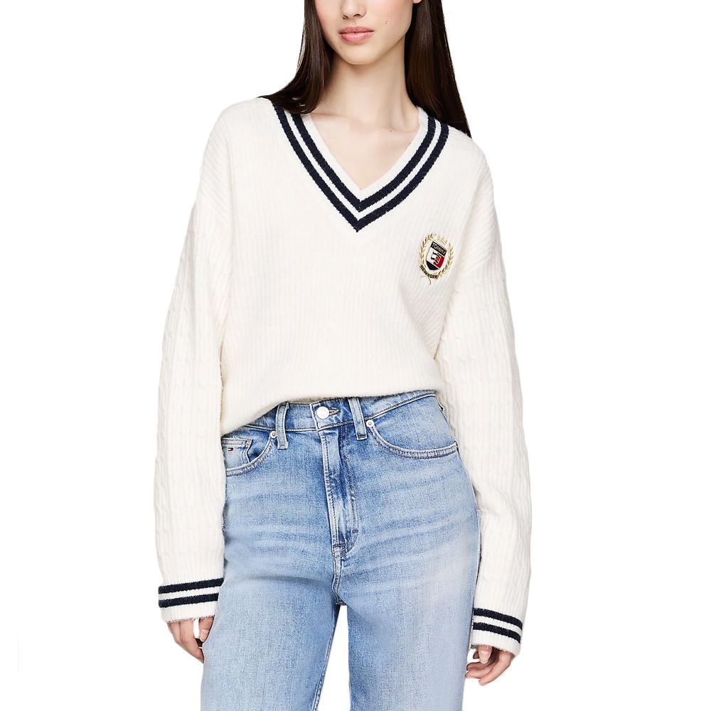 TOMMY HILFIGER TJW VNCK CREST CABLE SWEATER E DW0DW19685 1