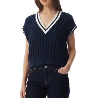 TOMMY HILFIGER TJW TIPPING V NECK CABLE VEST DW0DW22927