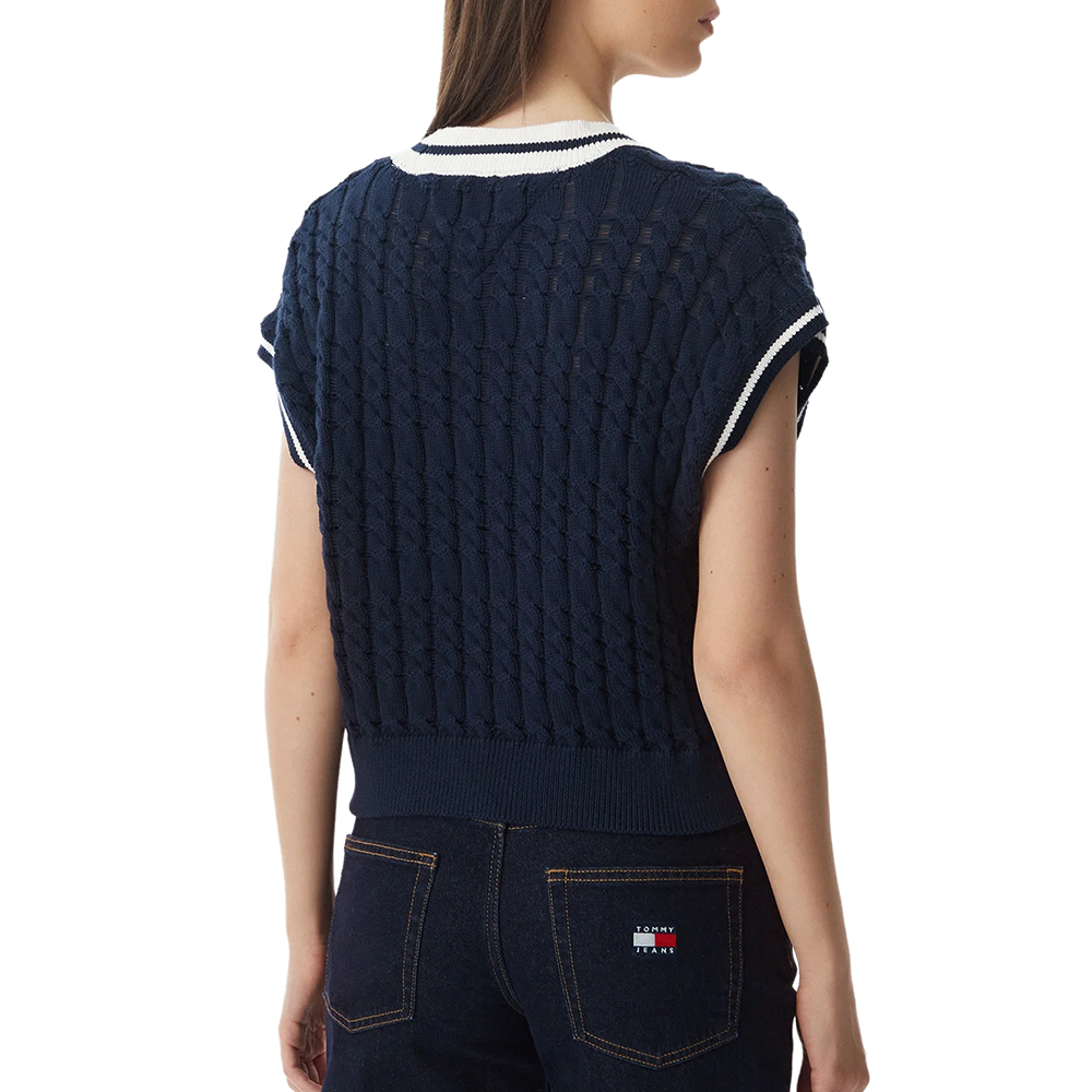 TOMMY HILFIGER TJW TIPPING V NECK CABLE VEST DW0DW22927 2