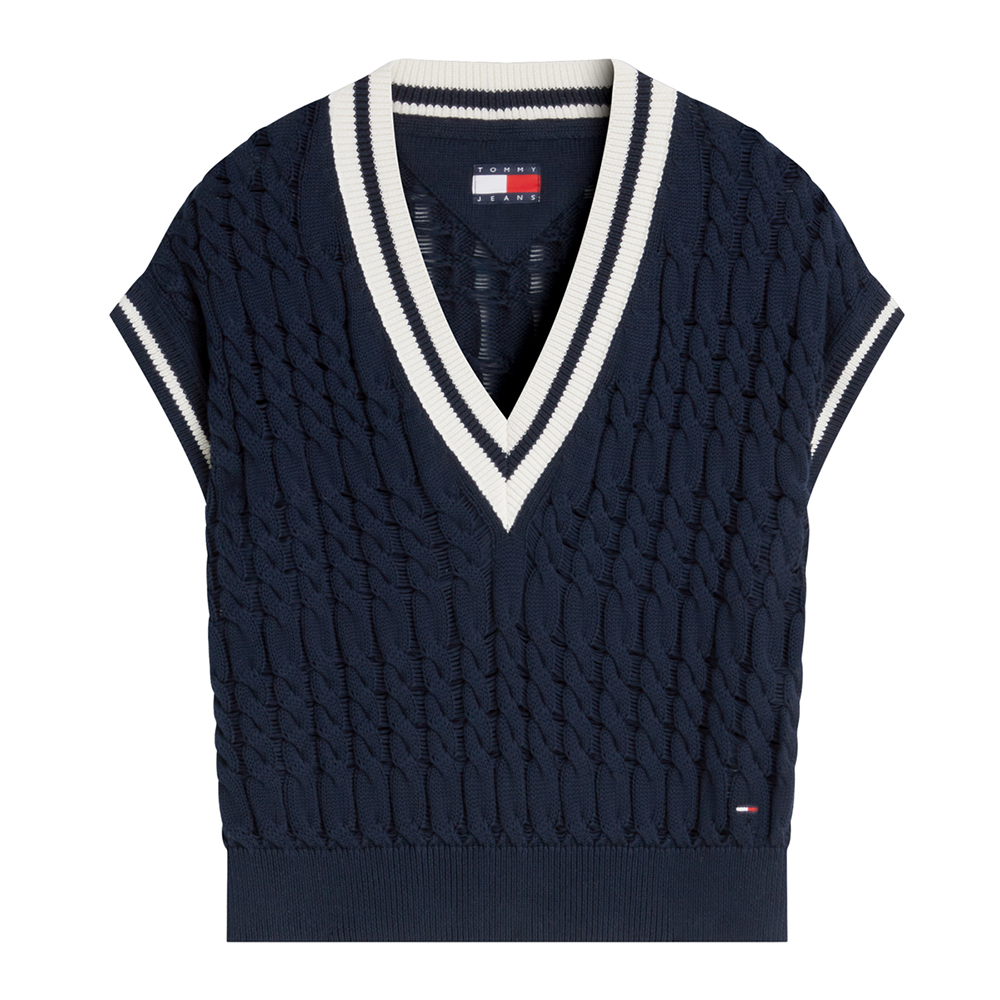 TOMMY HILFIGER TJW TIPPING V NECK CABLE VEST DW0DW22927 4