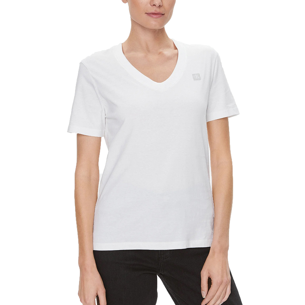 CALVIN KLEIN CK EMBRO BADGE V-NECK TEE J20J222560 1