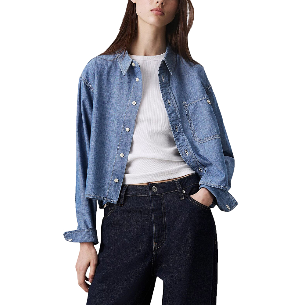 CALVIN KLEIN CROPPED DAD DENIM SHIRT J20J225011 1