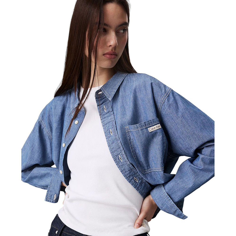 CALVIN KLEIN CROPPED DAD DENIM SHIRT J20J225011 3