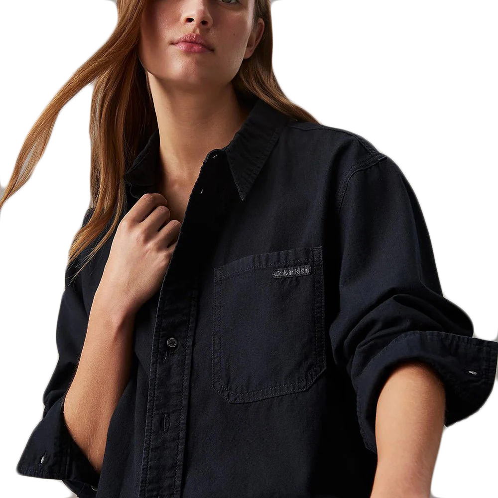 CALVIN KLEIN CROPPED DAD DENIM SHIRT J20J225012 2