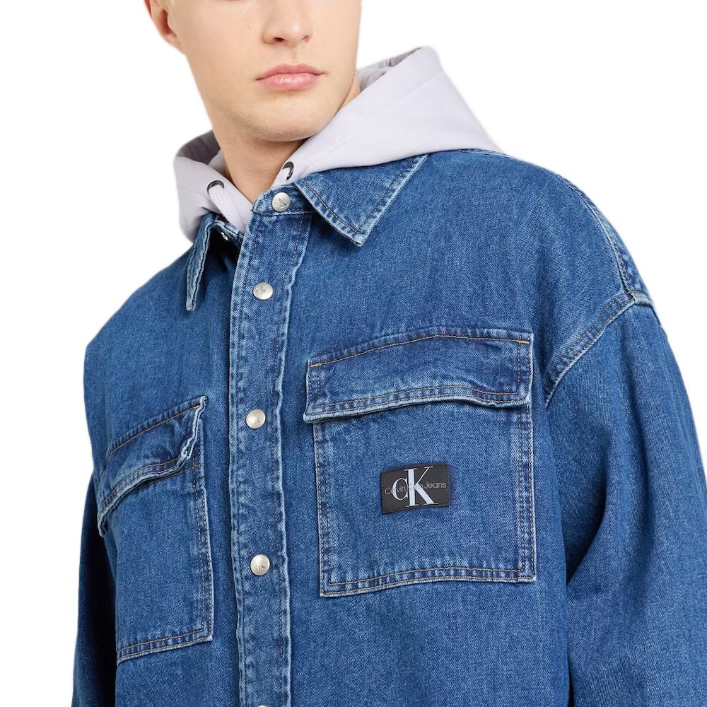 CALVIN KLEIN OVERSIZED LINEAR DENIM SHIRT J30J324579 3