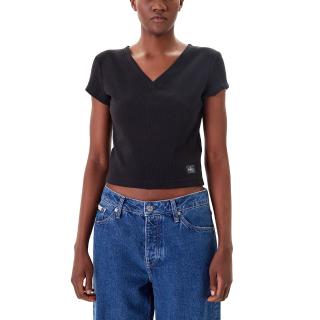 CALVIN KLEIN A- SS WOVEN LABEL RIB VNECK TE LV047C910G