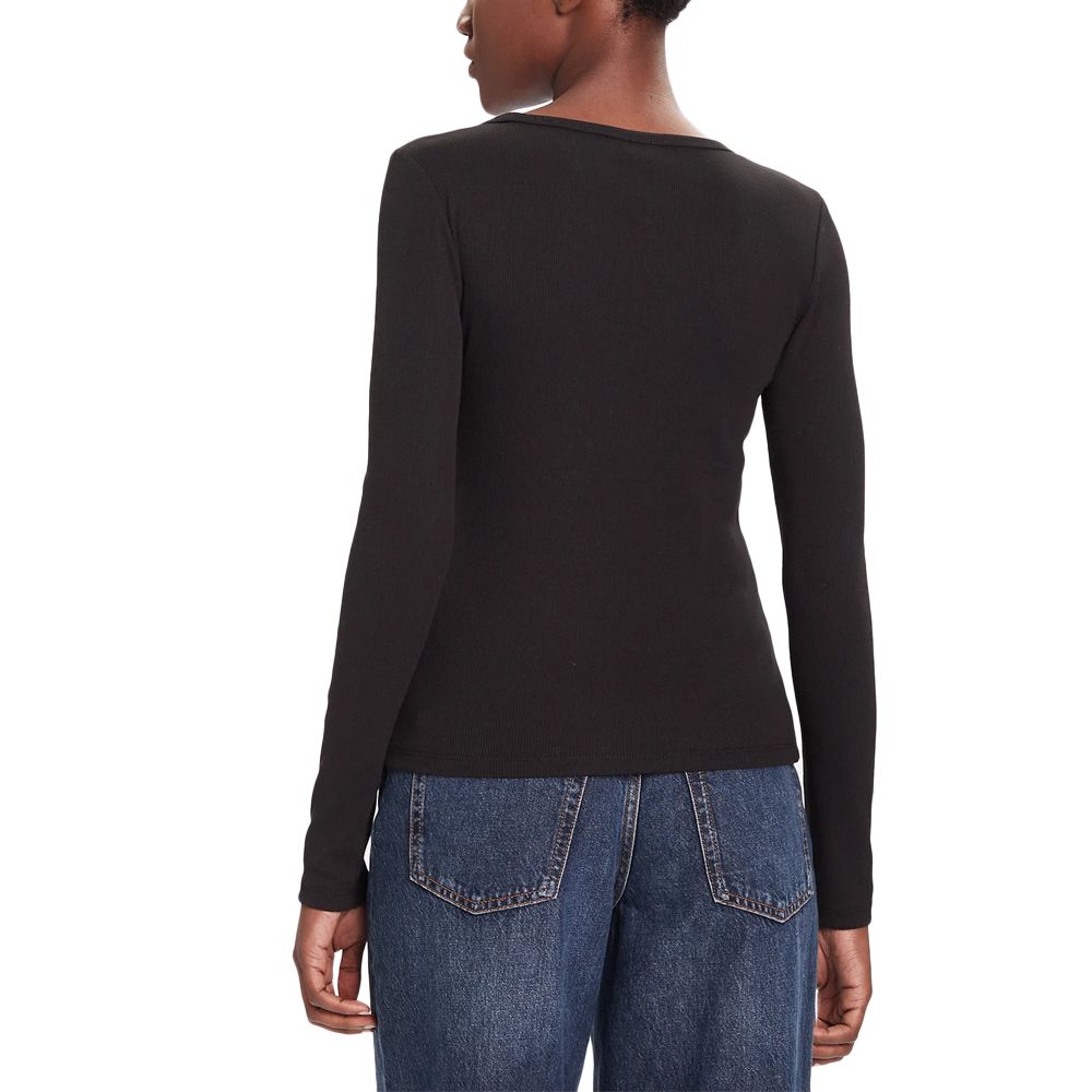 CALVIN KLEIN LS WOVEN LABEL 2X2 RIB SCOOP N LV047D218G 2