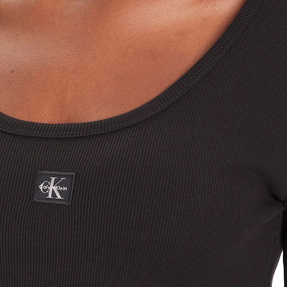 CALVIN KLEIN LS WOVEN LABEL 2X2 RIB SCOOP N LV047D218G 3