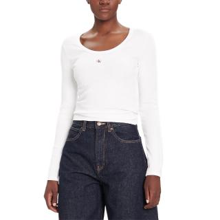 CALVIN KLEIN LS WOVEN LABEL 2X2 RIB SCOOP N LV047D218G