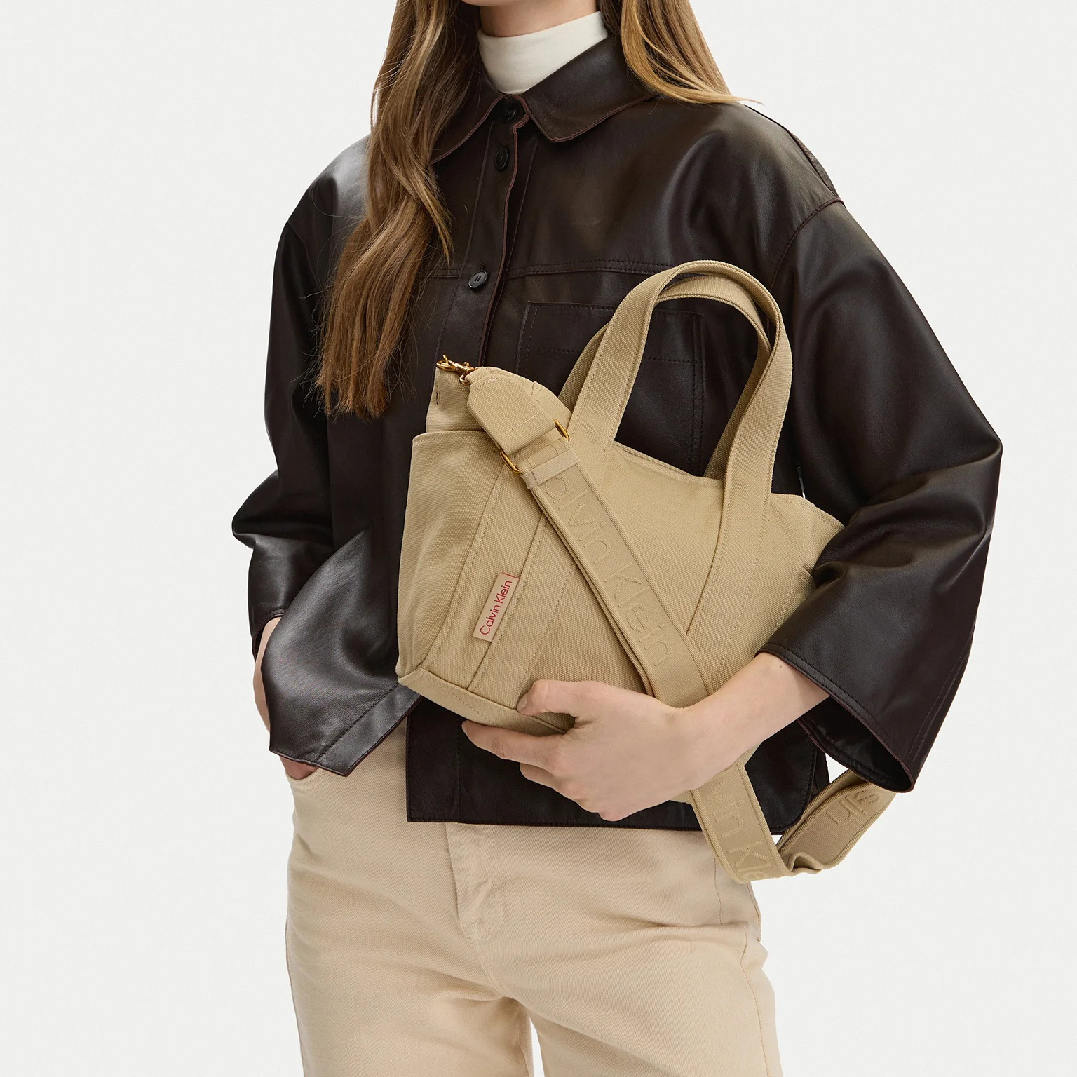 CALVIN KLEIN WEBBING STRAP CANVAS SMALL TOT LV04F3384G 3