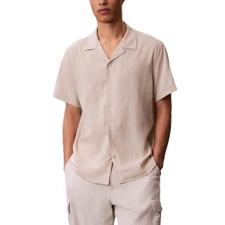 CALVIN KLEIN SS CAMP COLLAR SOLID LINEN CLA LV04LF137G