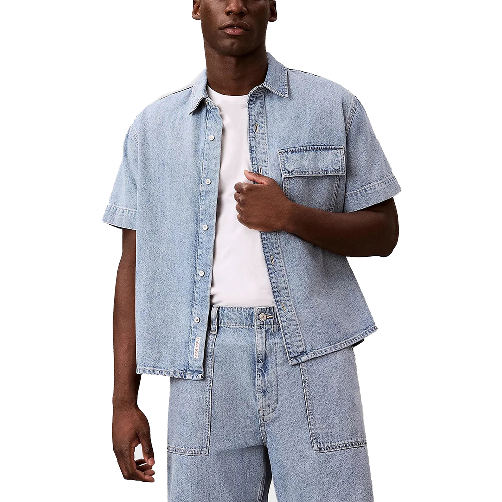 CALVIN KLEIN SS LINEN DENIM UTILITY SHIRT S LV04RF906G 1