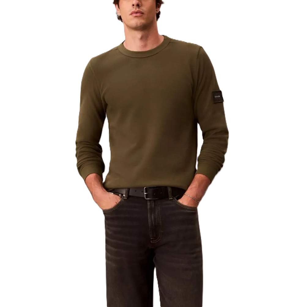 CALVIN KLEIN LS WAFFLE BADGE CREWNK TEE LV04RJ209G 1
