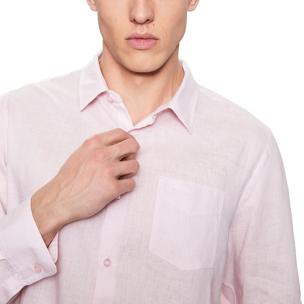 GUESS LS ISLAND LINEN SHIRT ΠΟΥΚΑΜΙΣΟ ΑΝΔΡΙΚΟ M2YH44WERX0 3