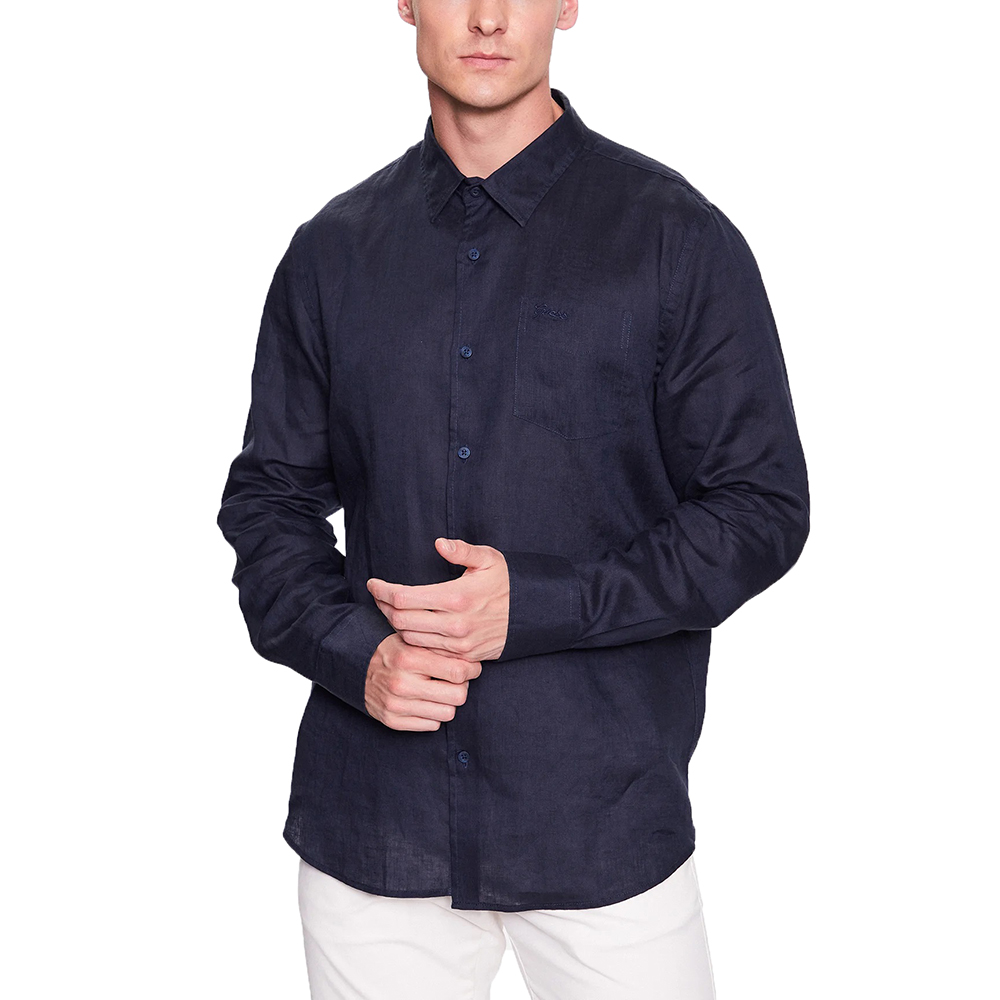 GUESS LS ISLAND LINEN SHIRT ΠΟΥΚΑΜΙΣΟ ΑΝΔΡΙΚΟ M2YH44WERX0 1