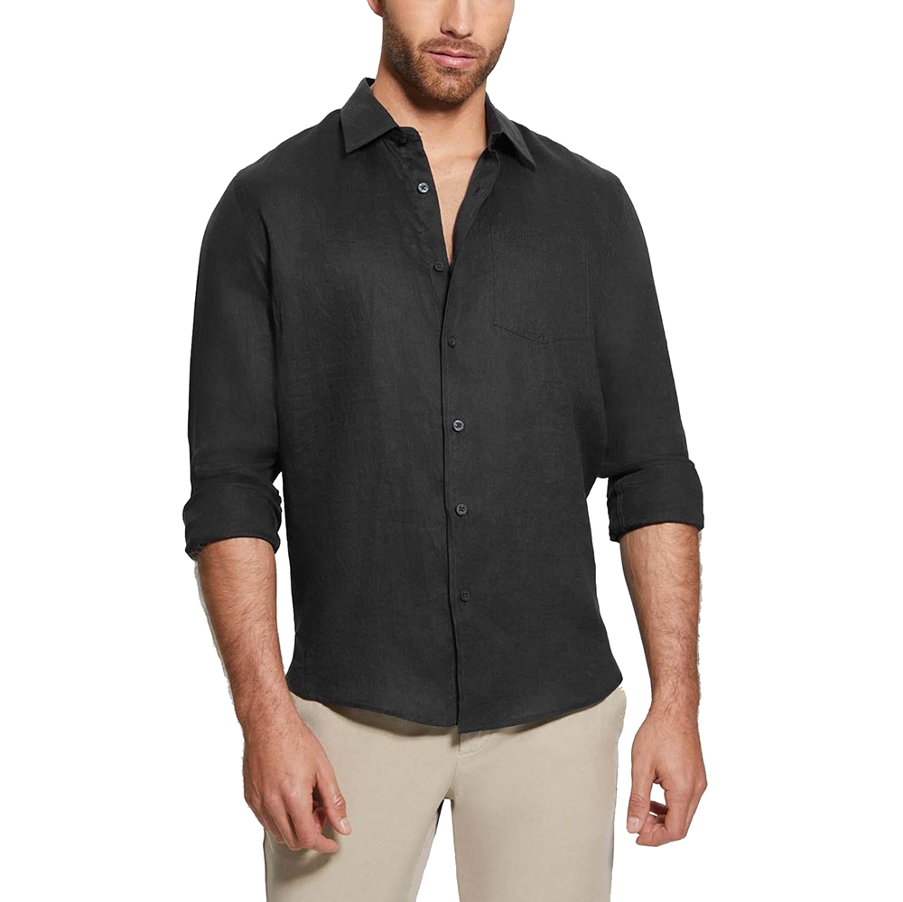 GUESS LS ISLAND LINEN SHIRT ΠΟΥΚΑΜΙΣΟ ΑΝΔΡΙΚΟ M2YH44WERX0 1