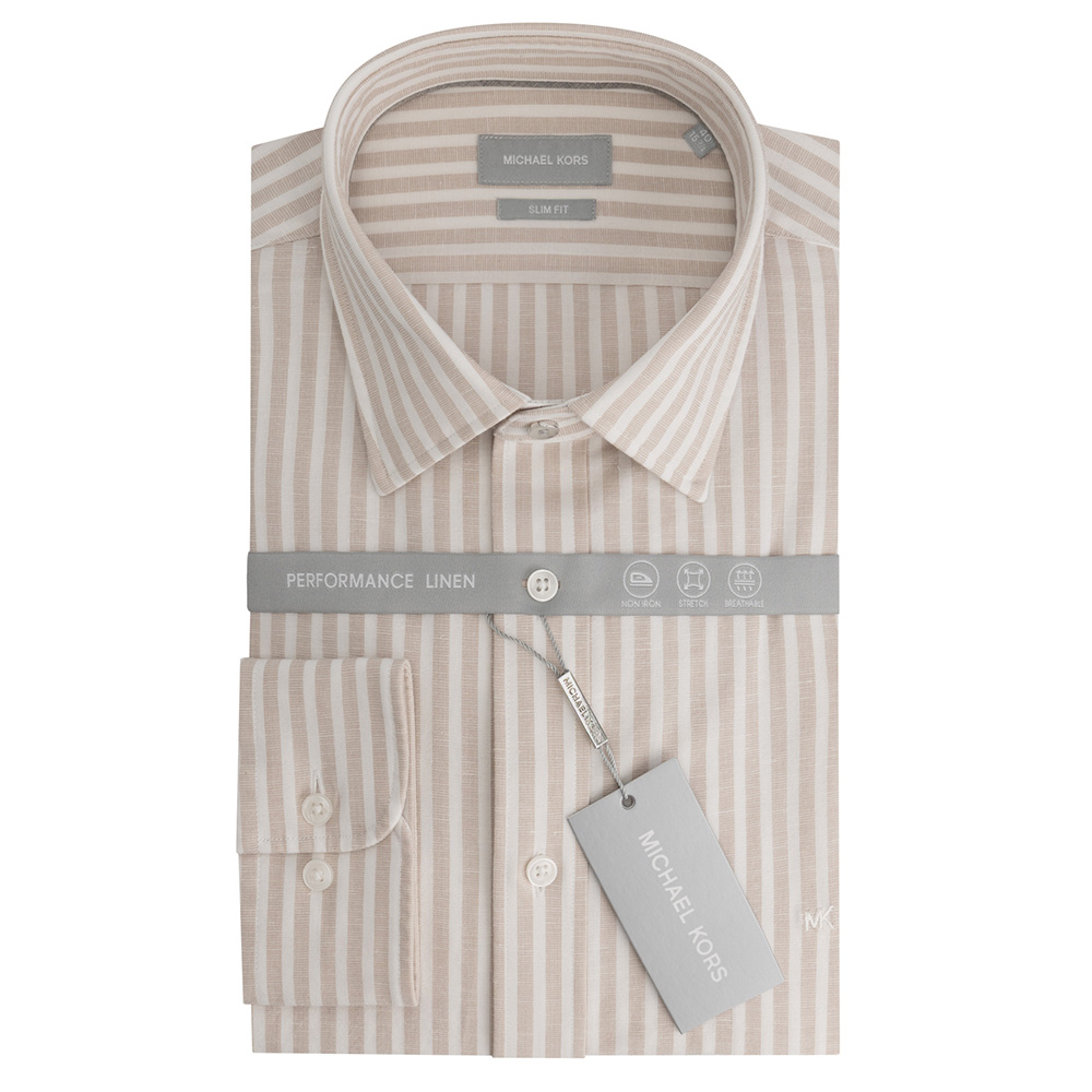 MICHAEL KORS PERFORM LINEN STRIPE SLIM SHIRTMK0DS01675 1