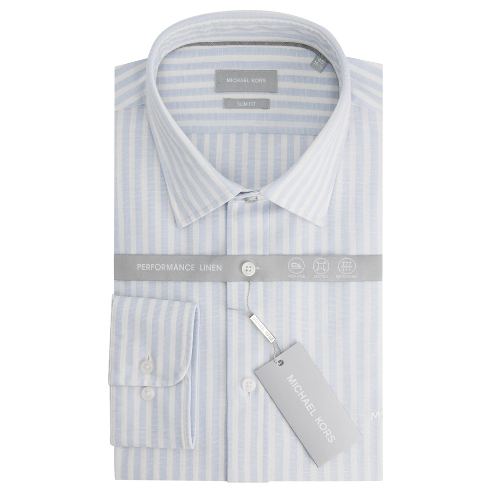 MICHAEL KORS PERFORM LINEN STRIPE SLIM SHIRTMK0DS01675 1