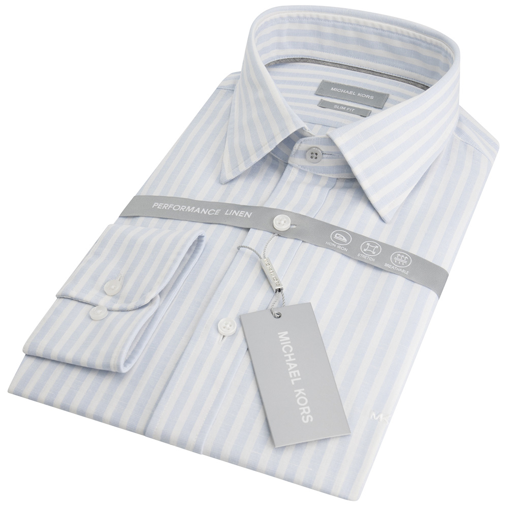 MICHAEL KORS PERFORM LINEN STRIPE SLIM SHIRTMK0DS01675 2