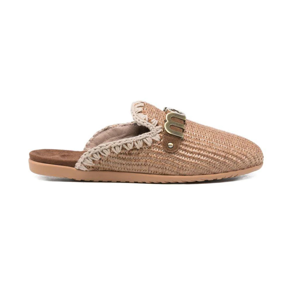 MOU OPEN HEEL BALLERINA IN RAFFIA - LETTER LOGO ΠΑΠΟΥΤΣΙ ΓΥΝΑΙΚΕΙΟ MUSW731011K 1