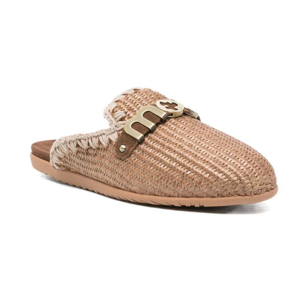 MOU OPEN HEEL BALLERINA IN RAFFIA - LETTER LOGO ΠΑΠΟΥΤΣΙ ΓΥΝΑΙΚΕΙΟ MUSW731011K 3