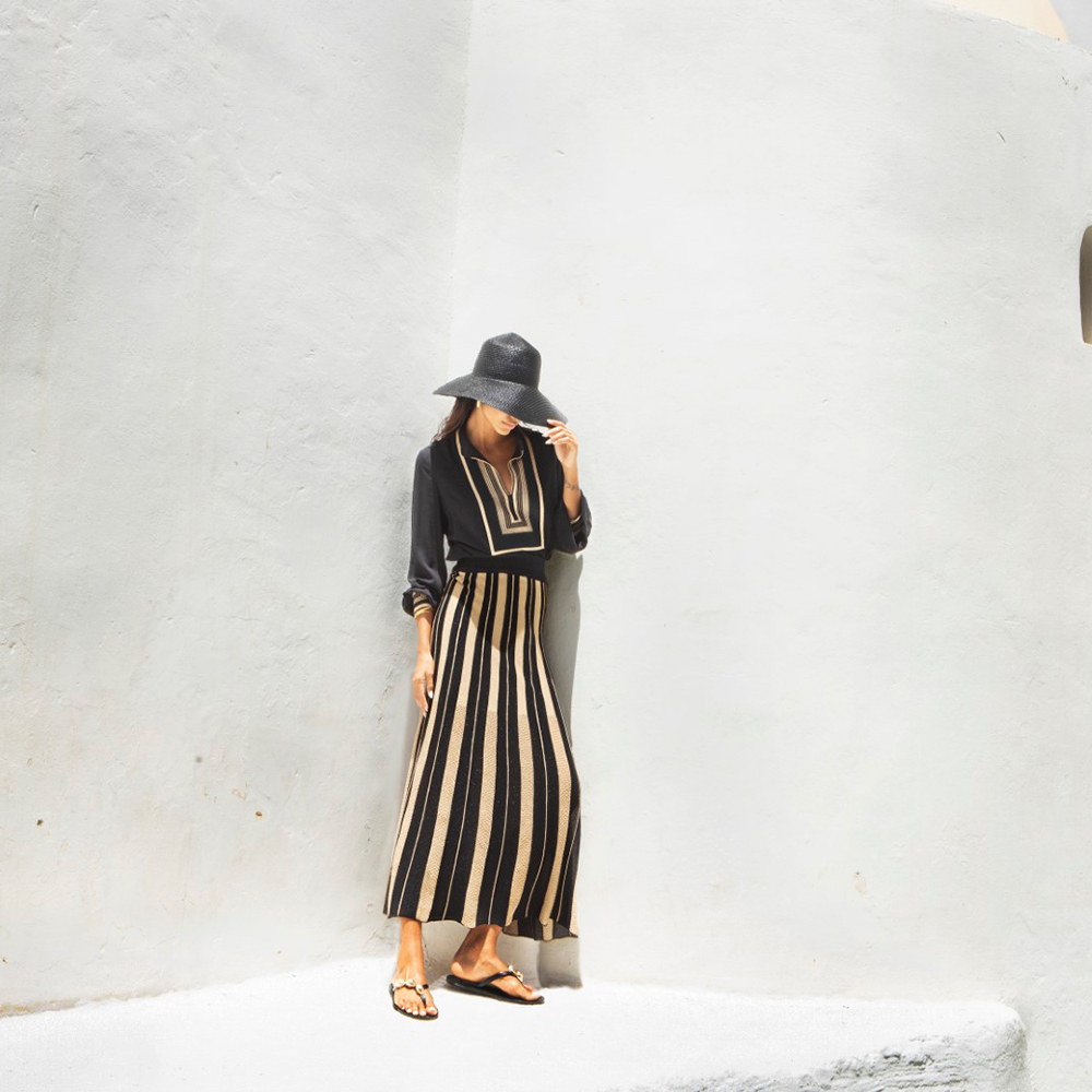 AGGEL Crepe marocaine shirt with knitted details SS55006KF 3