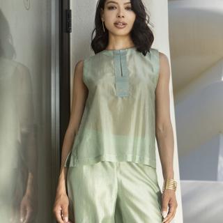 AGGEL Semi-sheer top with knitted details SS61106KF