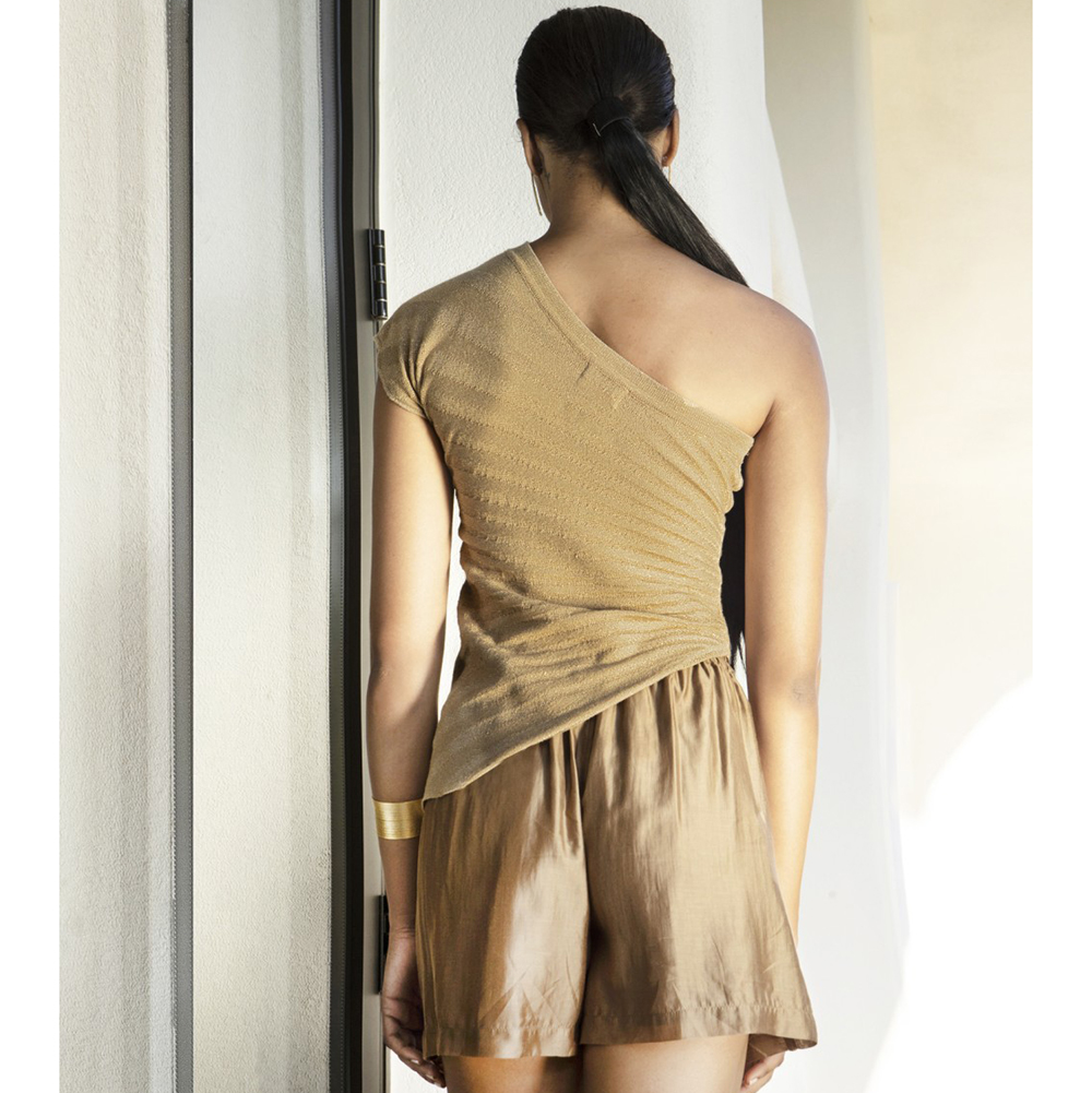 AGGEL Lurex-lyocell one shoulder blouse SS61109K 2