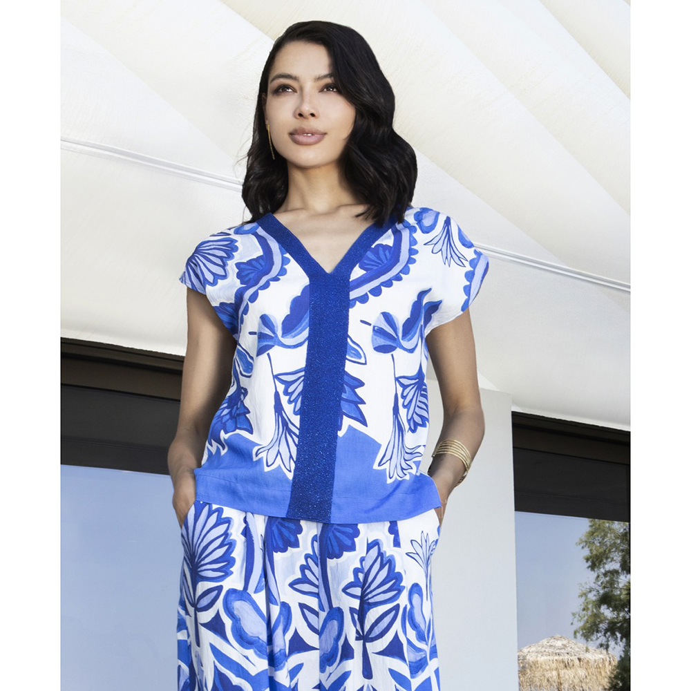 AGGEL Printed blouse with knitted details SS61123KF 1