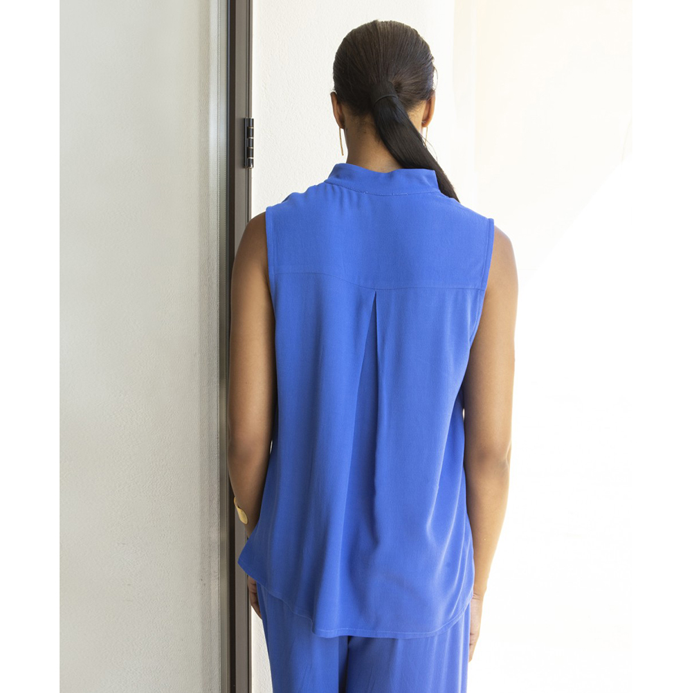 AGGEL Crepe marocaine sleeveless top with knitted details SS61134KF 2