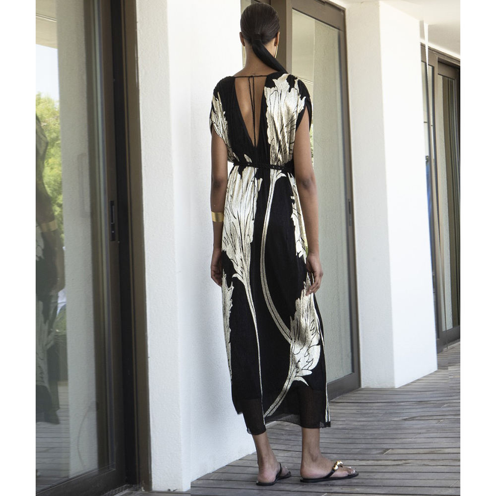 AGGEL Metallic plisse midi dress with knitted details SS63121KF 2