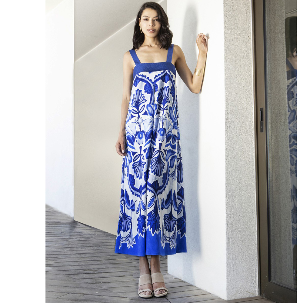 AGGEL Printed bandeau midi dress with knitted details SS63144KF 1