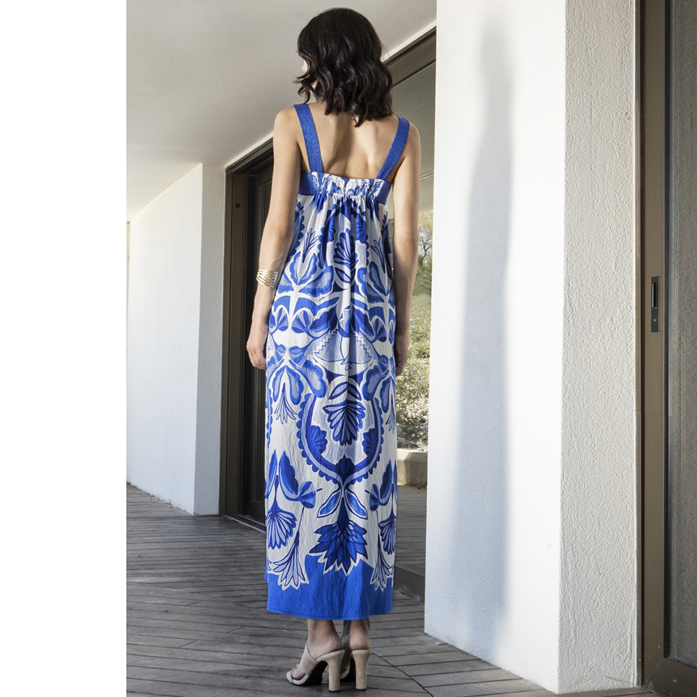 AGGEL Printed bandeau midi dress with knitted details SS63144KF 2