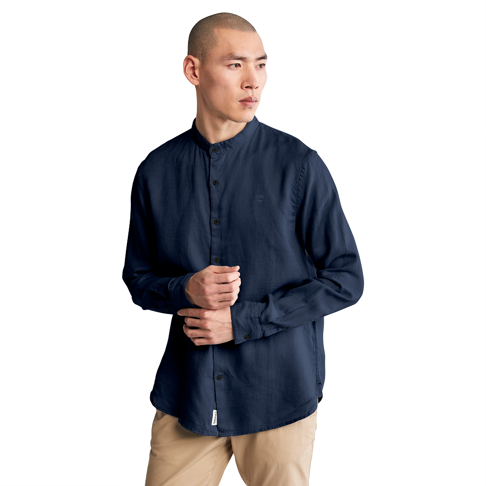 TIMBERLAND Linen Korean Collar Shirt TB0A2DC1 1