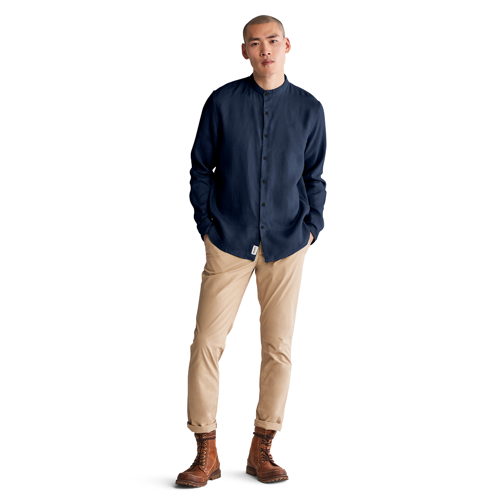 TIMBERLAND Linen Korean Collar Shirt TB0A2DC1 3