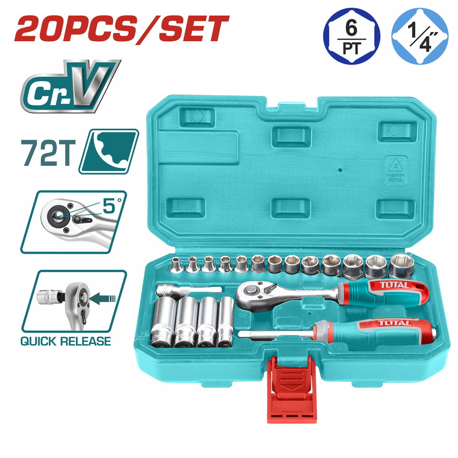 TOTAL ΕΠΑΓΓ.ΚΑΣΕΤΙΝΑ ΚΑΡΥΔΑΚΙΑ 1/4'' 20 ΤΕΜ SUPER SELECT (THT141201)