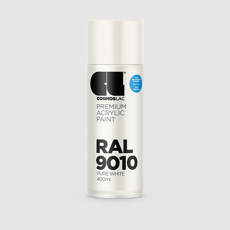 COSMOLAC SPRAY ΑΚΡΥΛΙΚΟ RAL9010 MATTE WHITE 400ml (μέταλλο, ξύλο, κεραμικά, πέτρα, πηλό, γυαλί,)