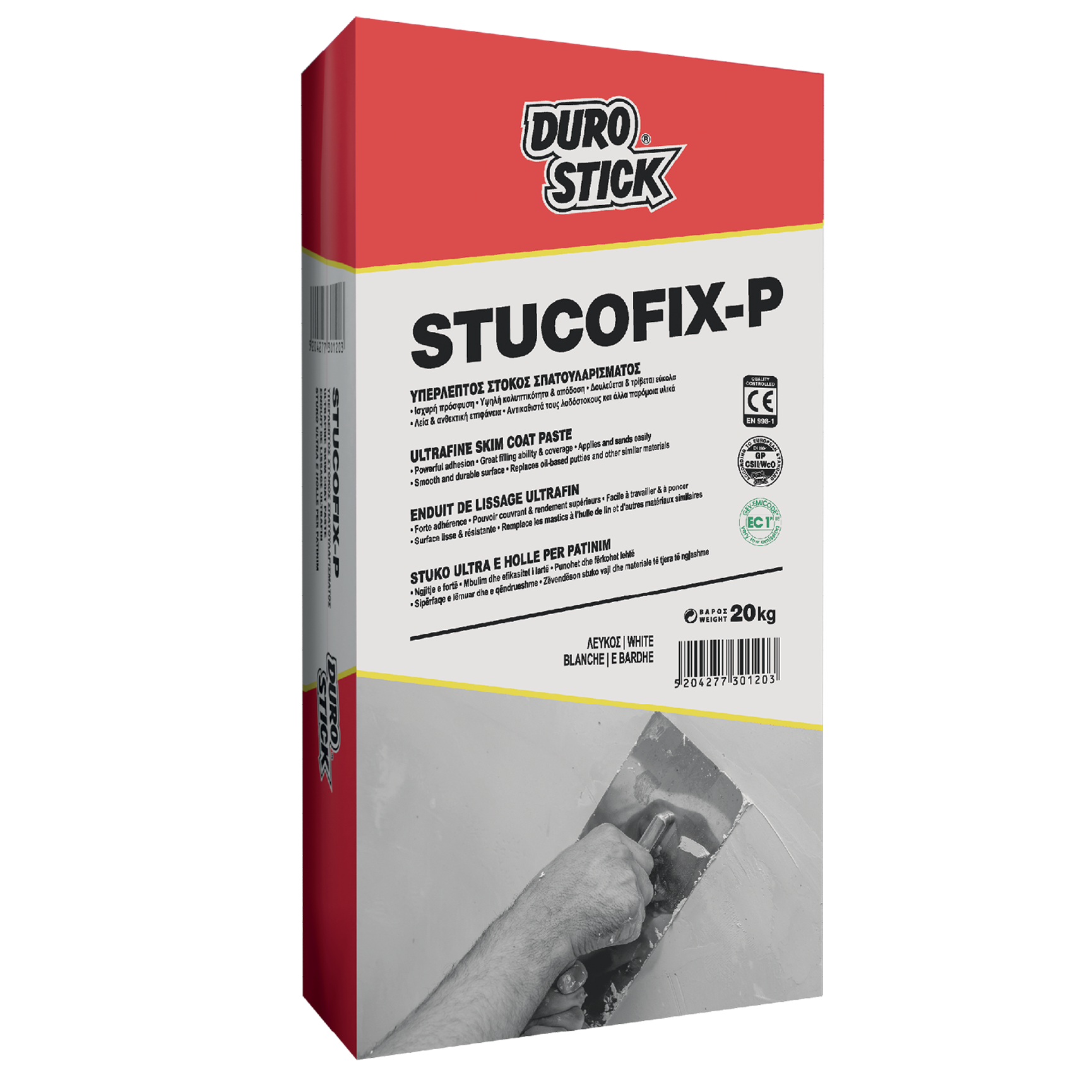 DUROSTICK STUCOFIX-P 5Kg ΣΤΟΚΟΣ ΥΠΕΡΛΕΠΤΟΣ ΣΠΑΤΟΥΛΑΡΙΣΤΟΣ