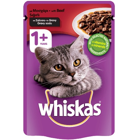 WHISKAS® 1+ Ετών Γάτα με Μοσχάρι σε Σάλτσα 100g
