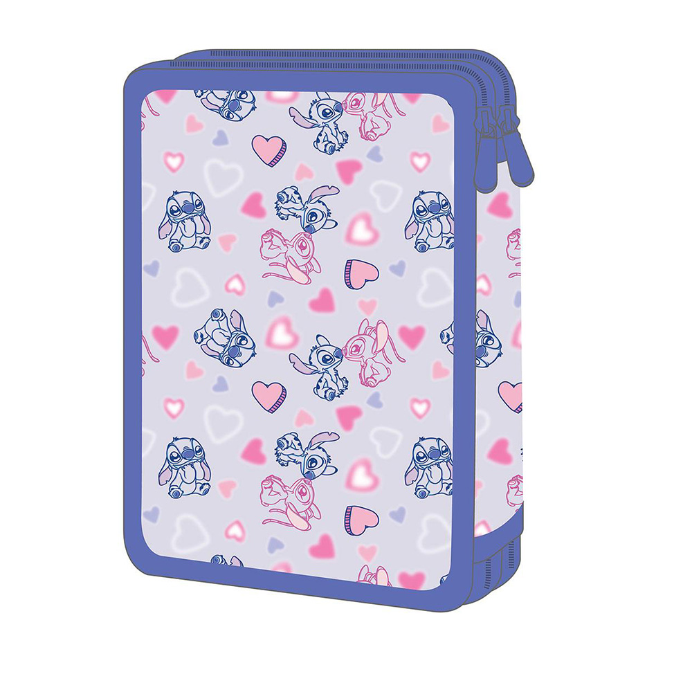 Κασετίνα Διπλή Γεμάτη Με 2 Θήκες Stitch & Angel Ohana 565996 Must - 1