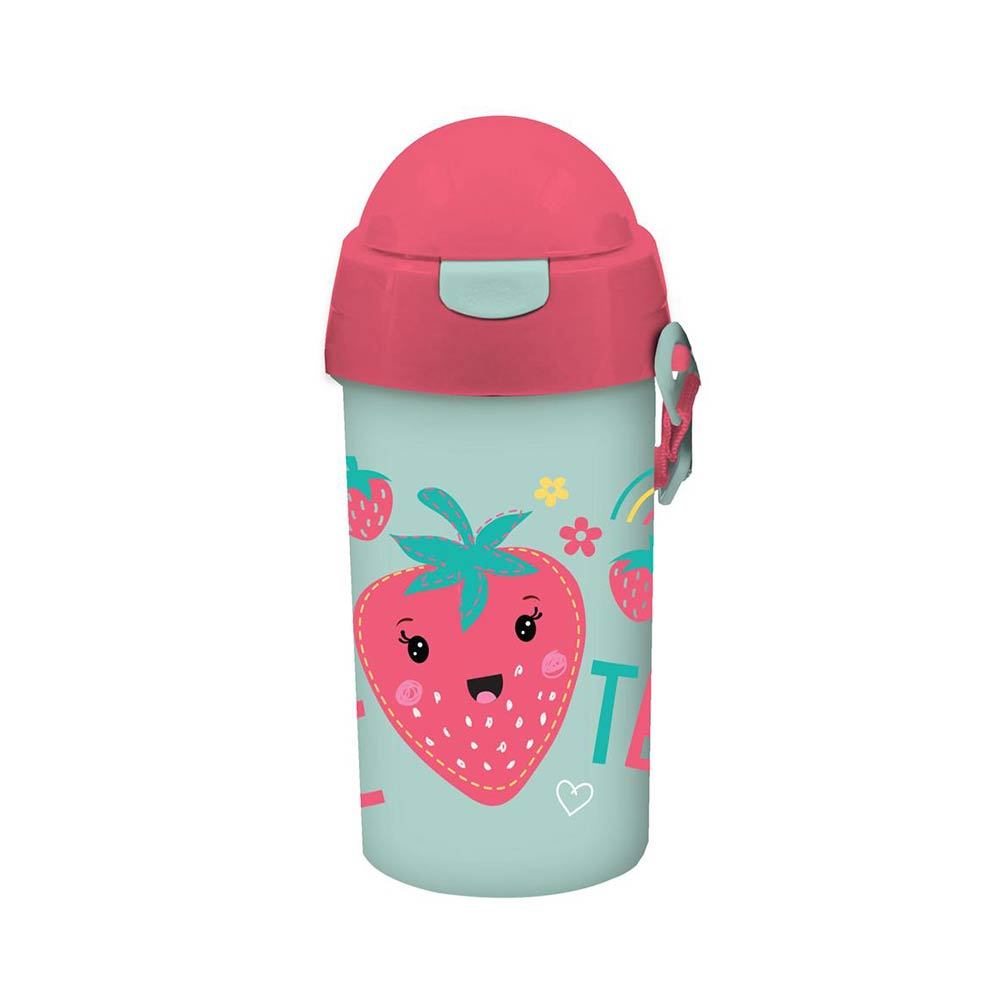 Παγούρι Πλαστικό Με Καλαμάκι Strawberry 500 ml 584882 Must - 56768