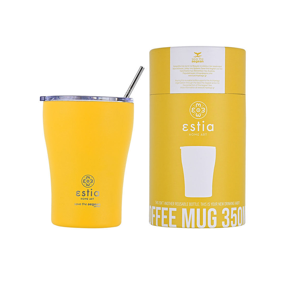Ποτήρι Θερμός Ανοξείδωτο Coffee Mug Save The Aegean Pineapple Yellow 350ml 12458 Estia - 5
