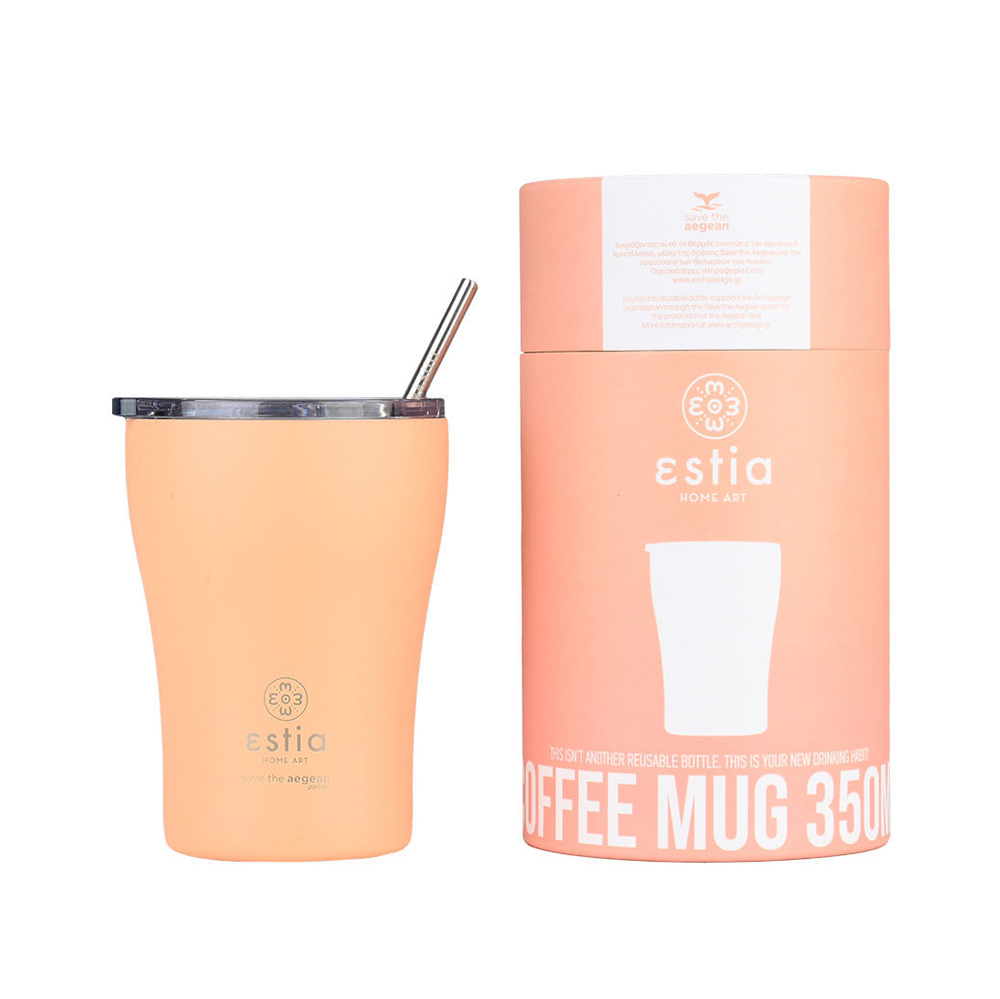 Ποτήρι Θερμός Ανοξείδωτο Coffee Mug Save The Aegean Peach Fuzz 350ml 23416 Estia - 2